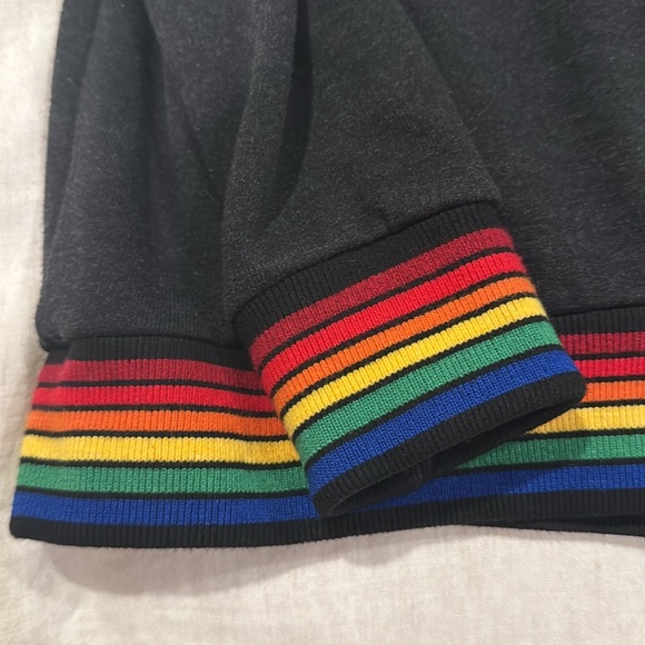 Aviator Nation Rainbow Rib Crew Sweatshirt in Black - Picture 5 of 6